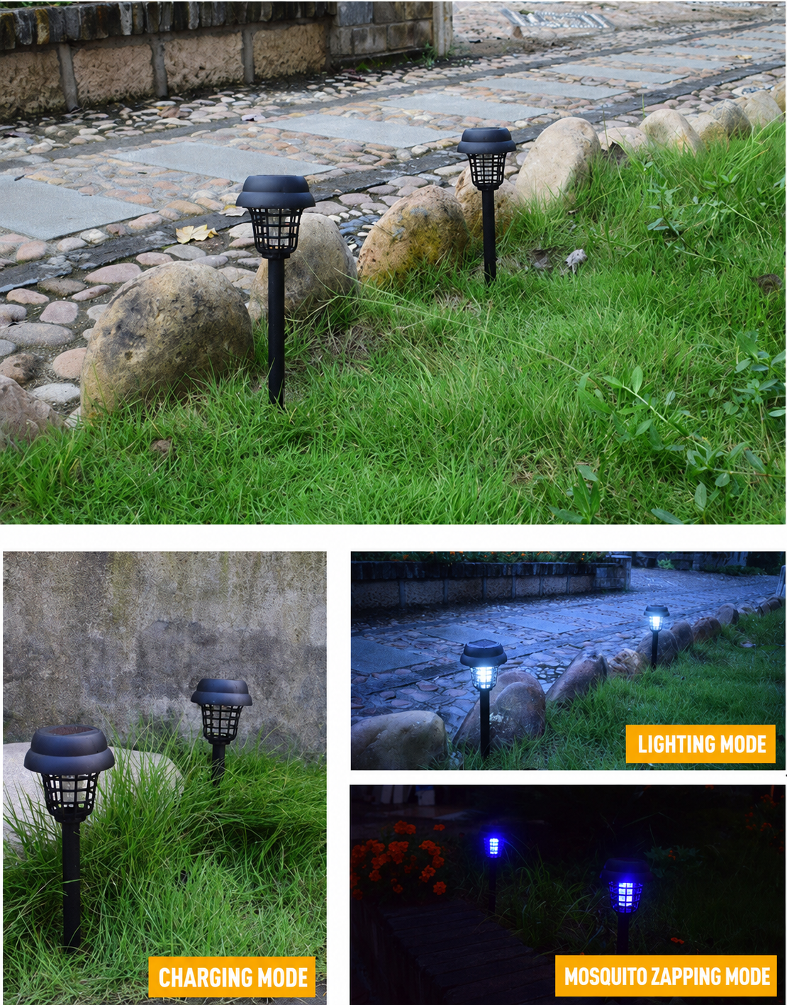 Solar-powered outdoor mosquito killer lamp, lighting, suitable for patios, gardens, camping.