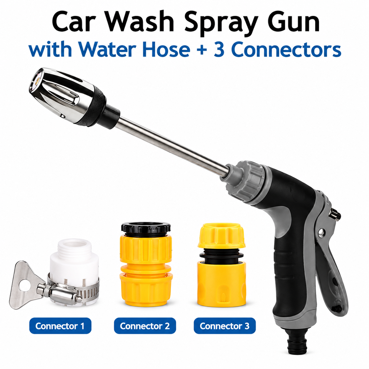 Power Jet High Pressure Garden Hose Nozzle High Pressure Hose Nozzle with Foam Dispenser and 3 Adjustable Spray Modes for Garden Irrigation
