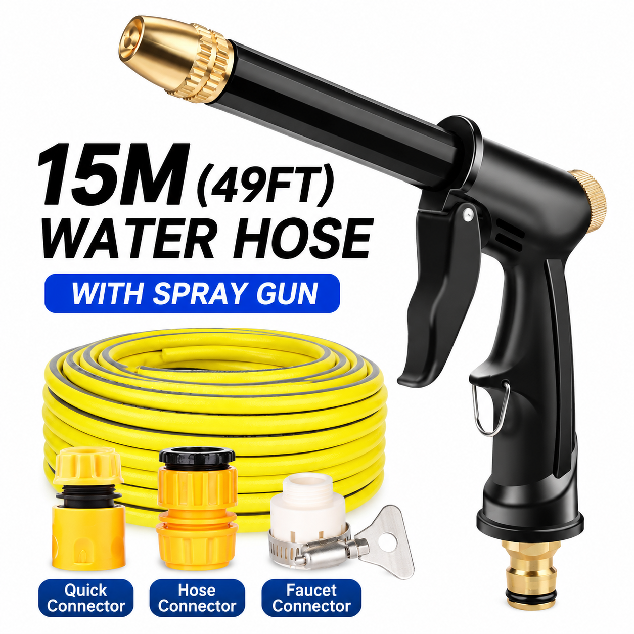 Power Jet High Pressure Garden Hose Nozzle High Pressure Hose Nozzle with Foam Dispenser and 3 Adjustable Spray Modes for Garden Irrigation