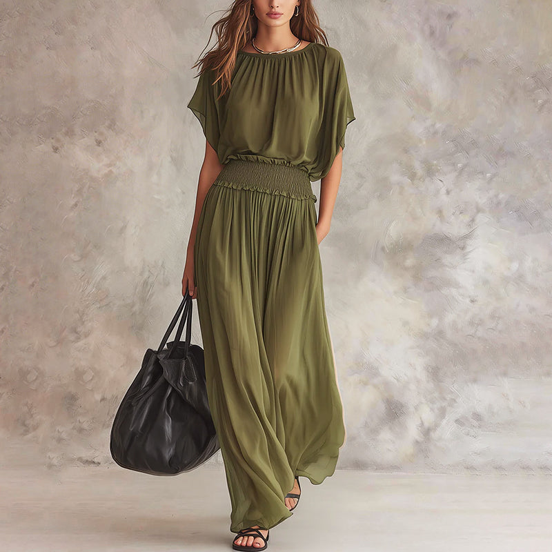 Women's Flowing Smocked Waist Maxi Dress