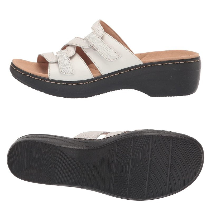 Orthopedic Wedge Sandals Women Wide Toe Arch Support Rubber Patent Leather Retro