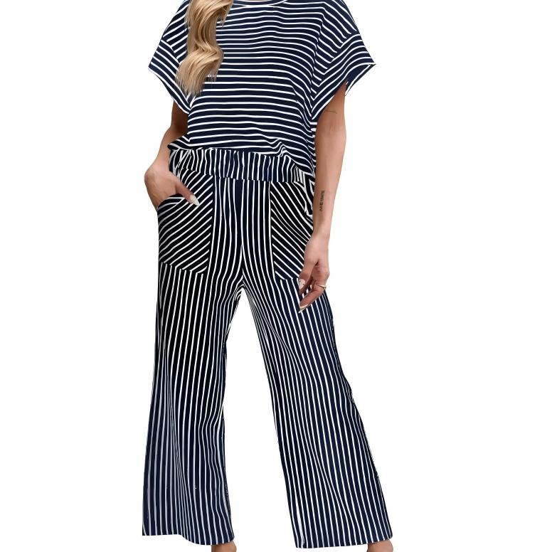 Striped Relaxed Lounge Two-Piece Set