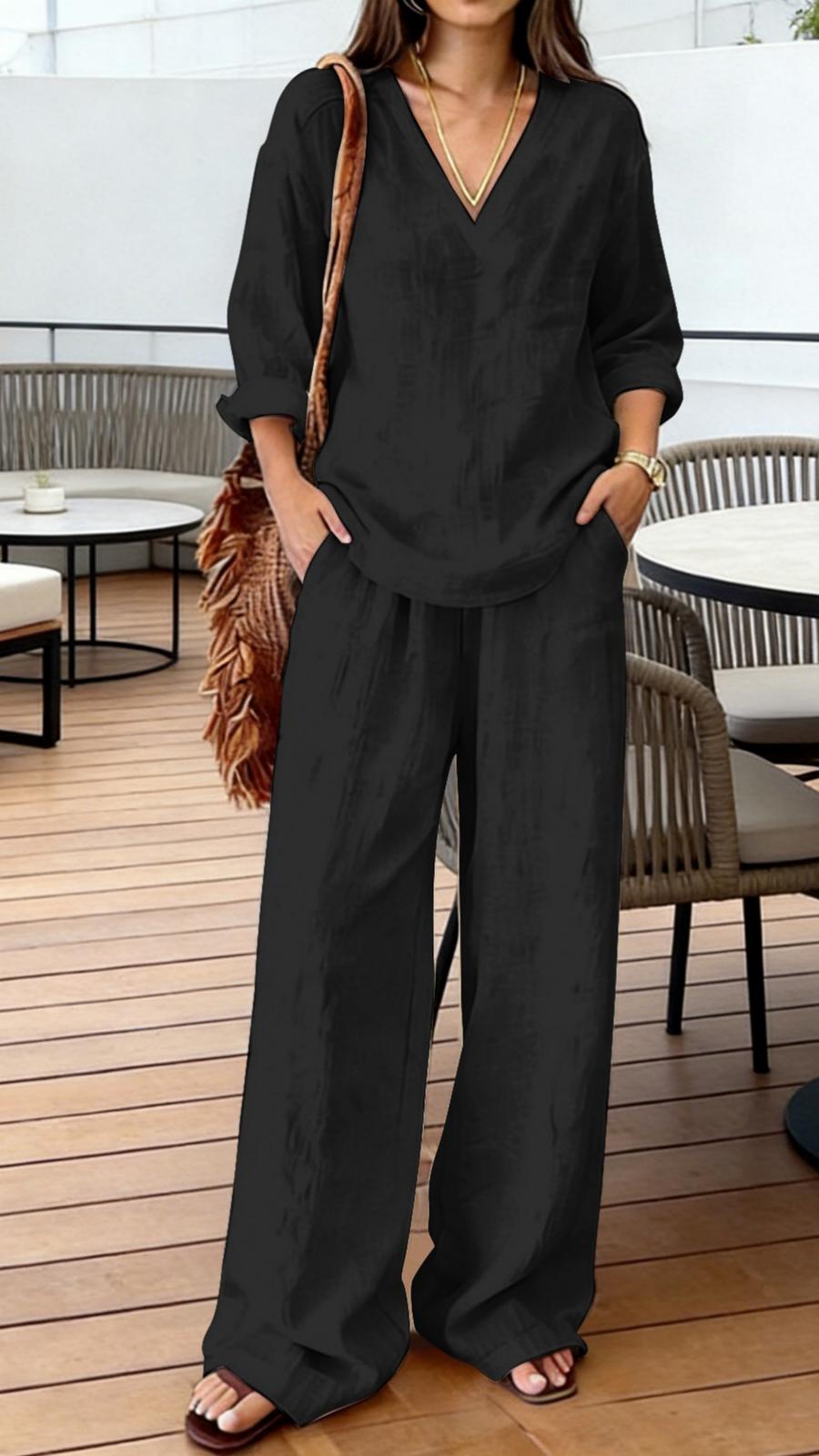 Green Cotton Linen Ankle Pant