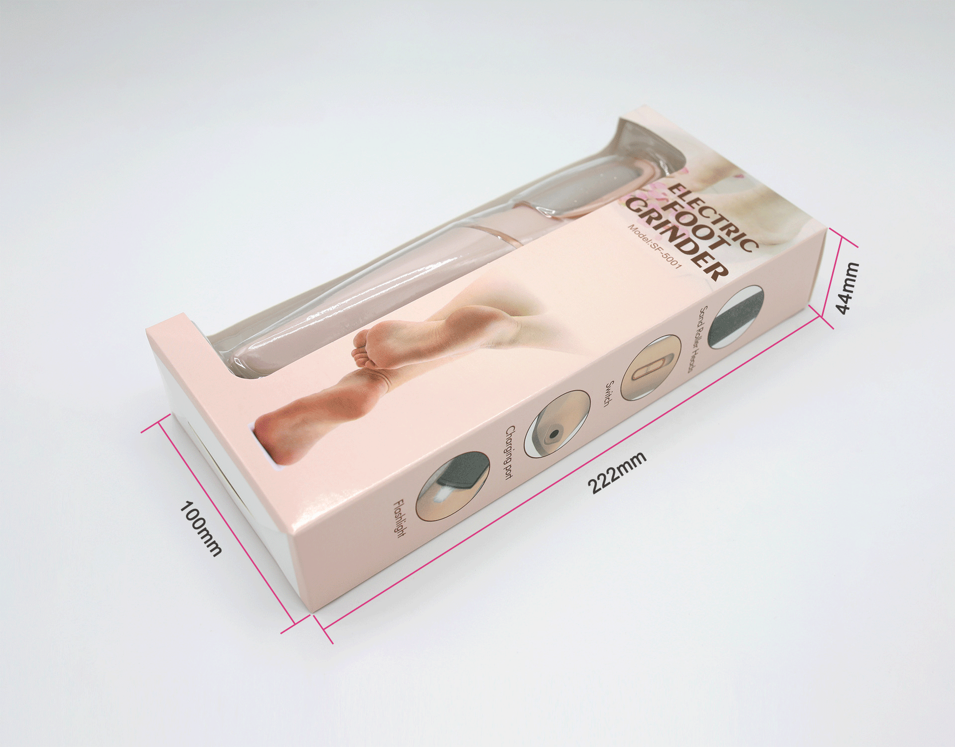 Electric foot file: Easily removes calluses and dead skin from feet.