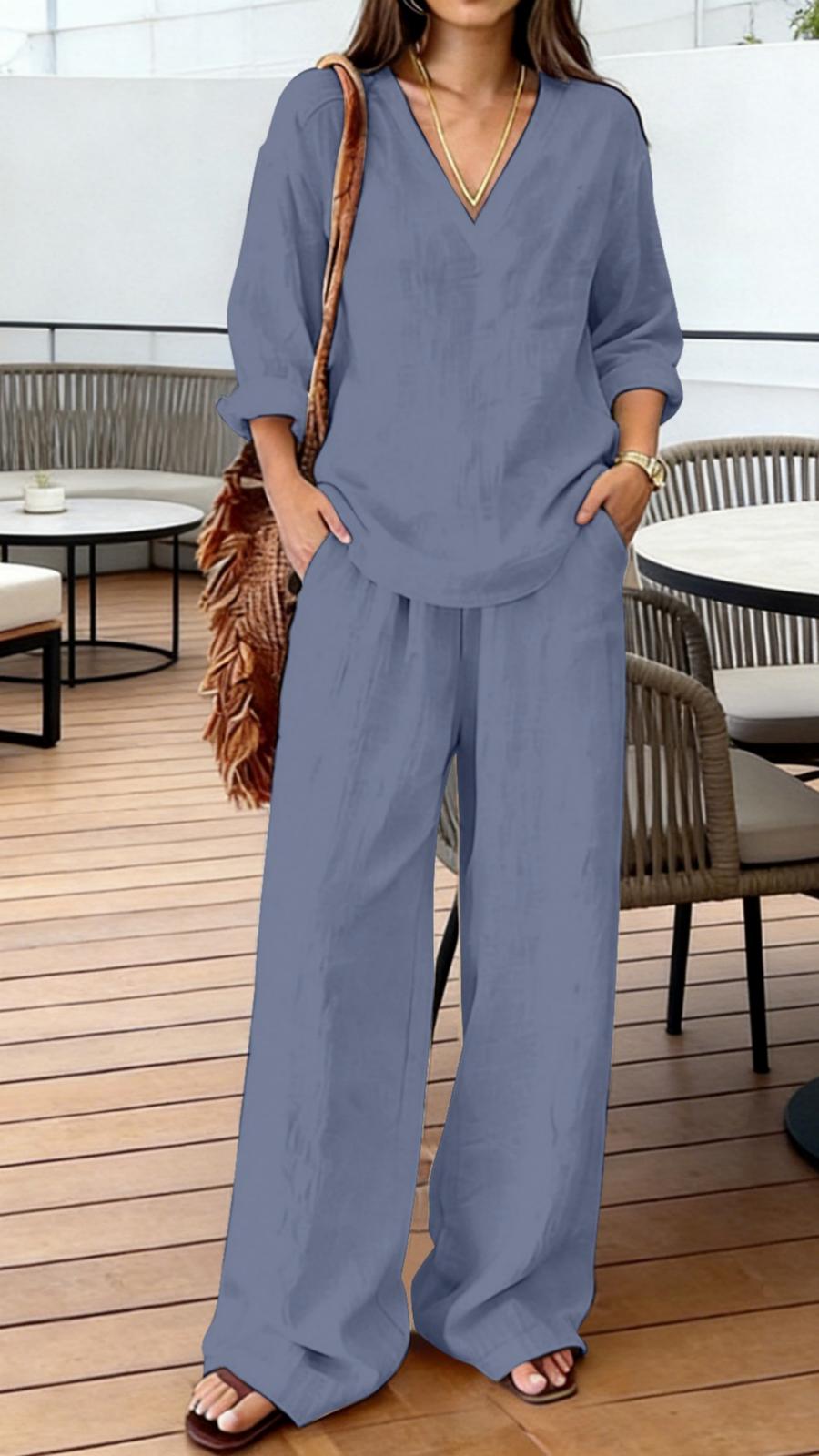 Green Cotton Linen Ankle Pant