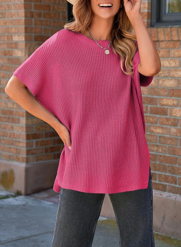  Oversized Cozy Ribbed Knit Top for Women