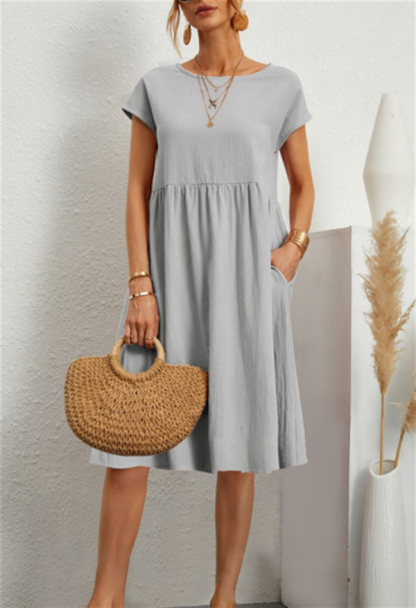Abito da donna – Abito midi con scollatura rotonda e vestibilità ampia