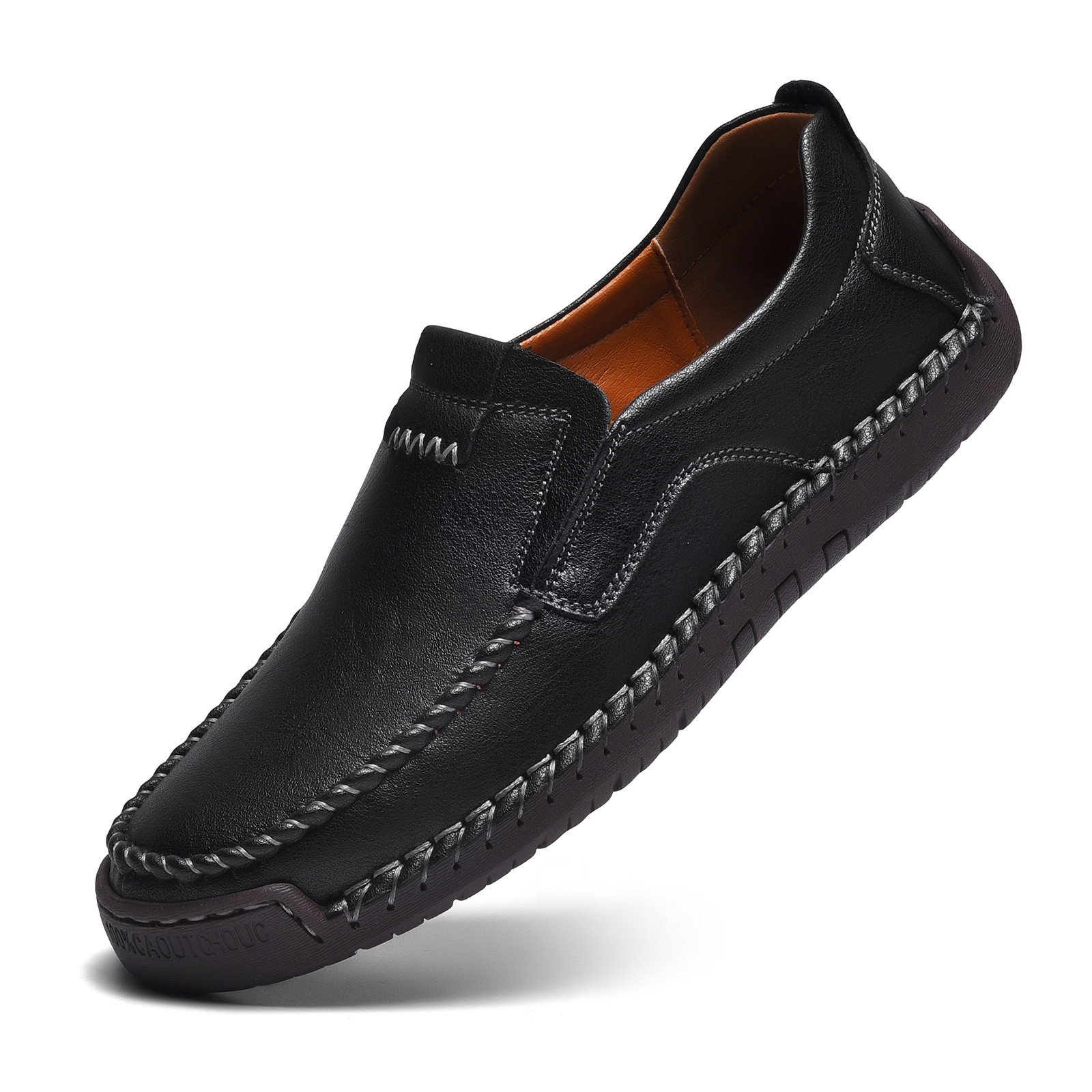 Men's handcrafted genuine leather orthopedic loafers with arch support