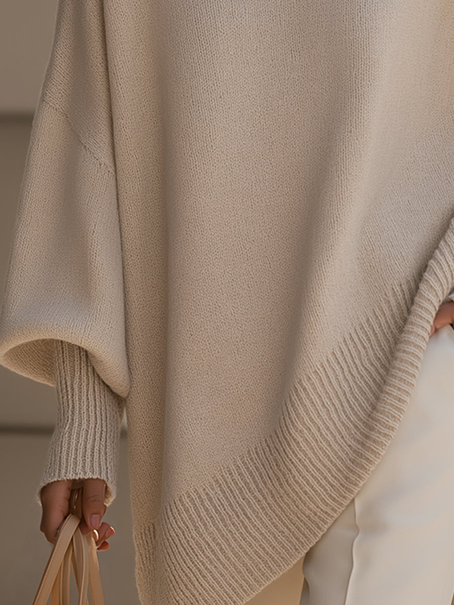  Women's Merino Wool Oversized Knit Poncho Sweater