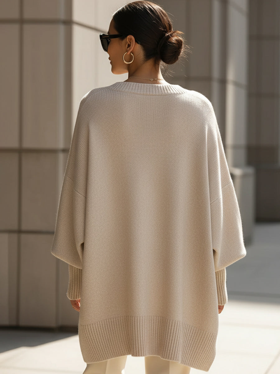  Women's Merino Wool Oversized Knit Poncho Sweater