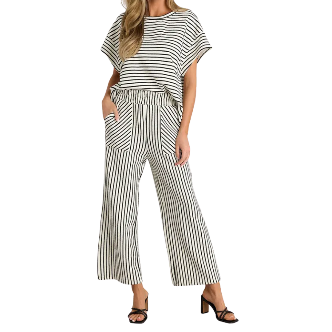 Striped Relaxed Lounge Two-Piece Set