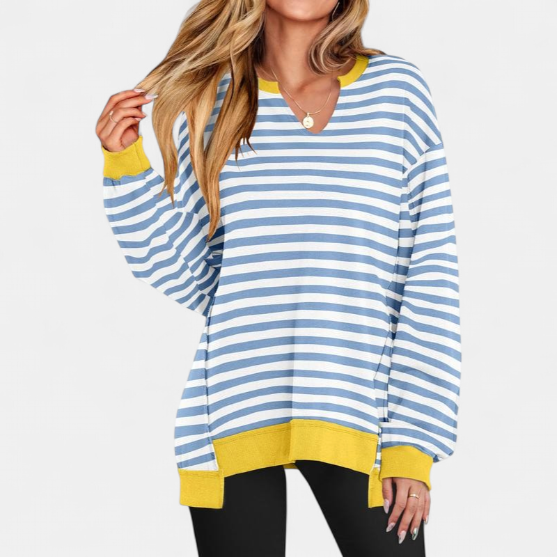 Women's Oversized V-Neck Sweatshirt Tunic for Autumn