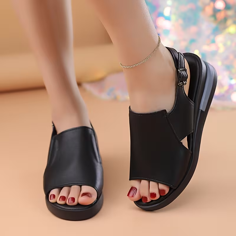 Sandals For Women Thick-soled Wedge Sandals Women's Summer High-heeled Fish Mouth Women's Shoes Soft Leather High-soled Shoes