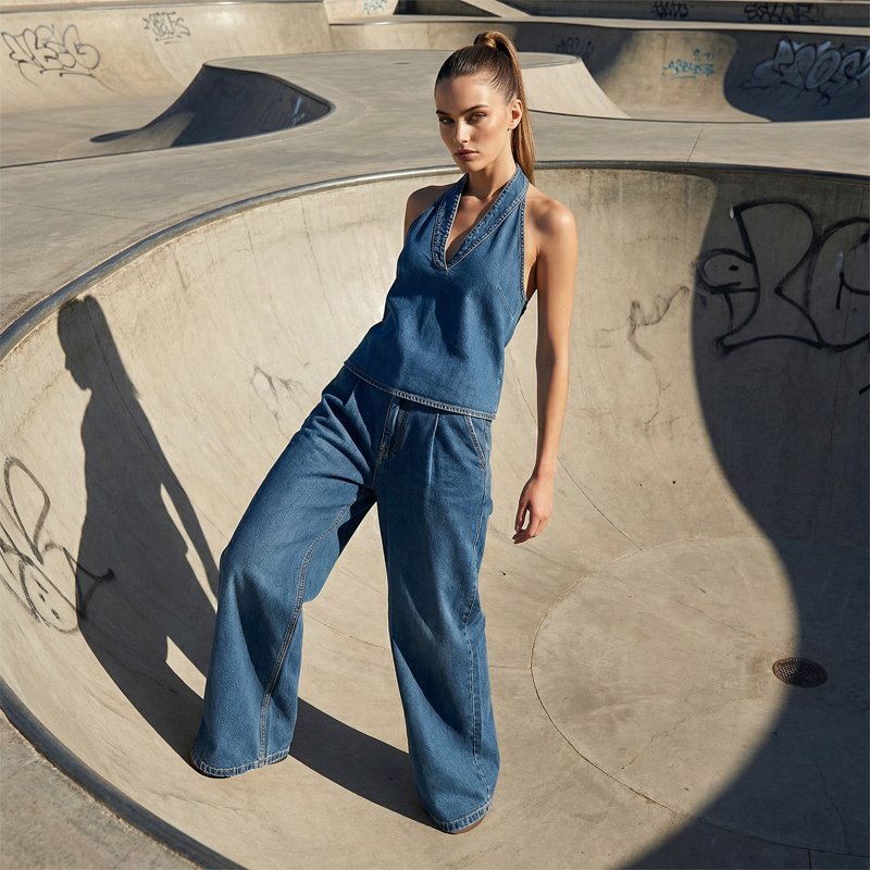 ⚡️Hot Sale Deals⚡️Women's Casual Halter Top & Wide-Leg Pants Set