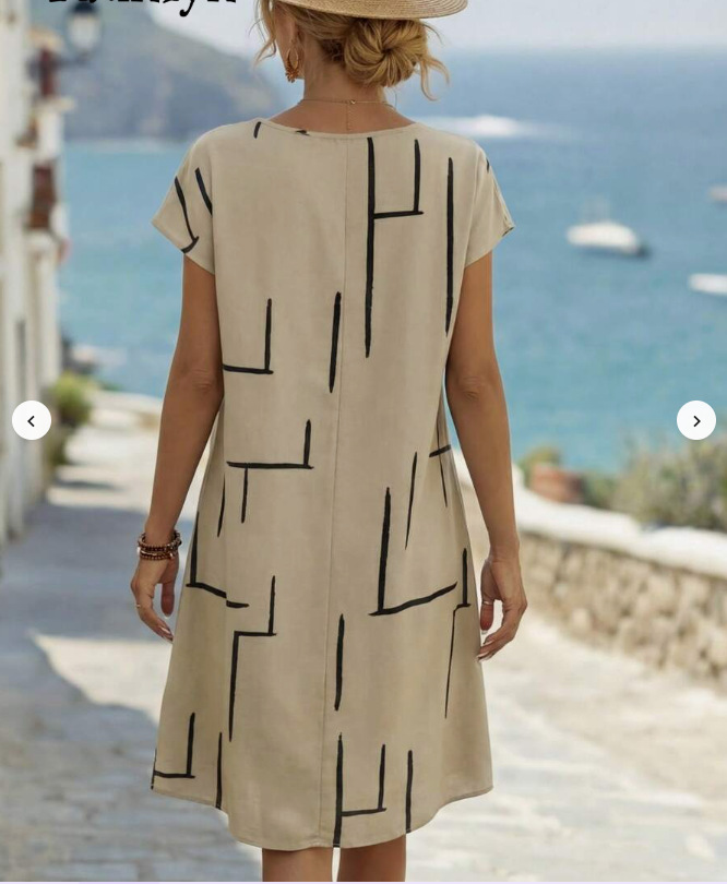 New Summer Arrival: Stylish Round-Neck, Loose-Fit, Short-Sleeve Dress
