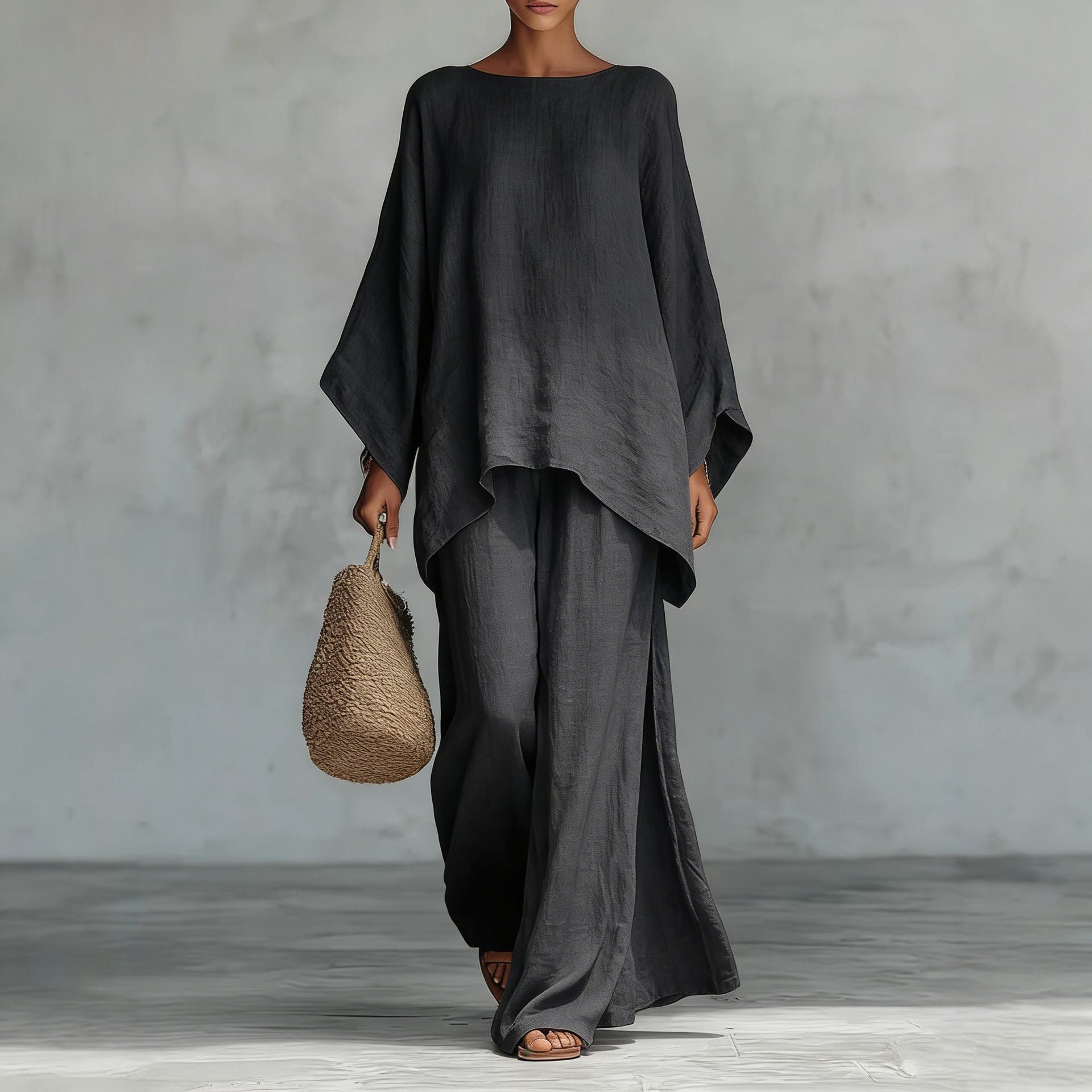 Summer Hot Selling Item: Loose Top + Wide-Leg Pants Set