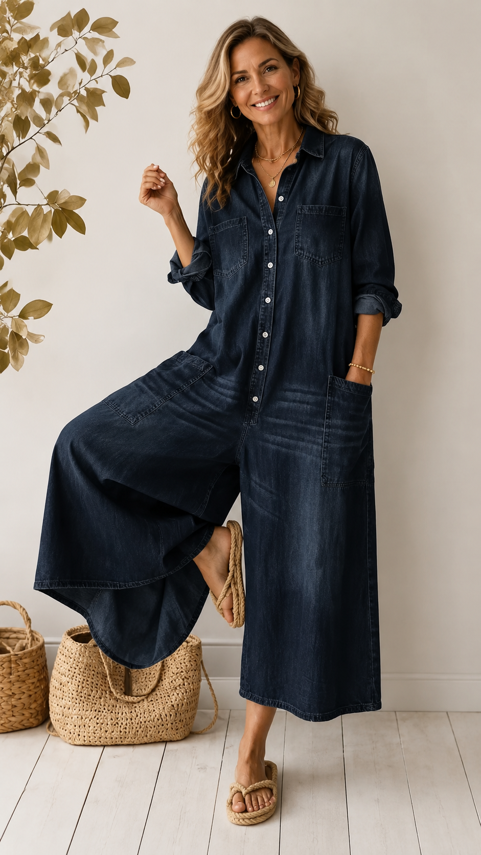 Women's Cozy And Casual Cotton Jumpsuit
