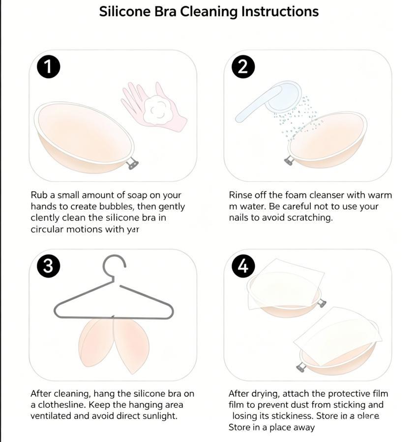 Strapless invisible bra that makes small breasts appear larger; washable and reusable.