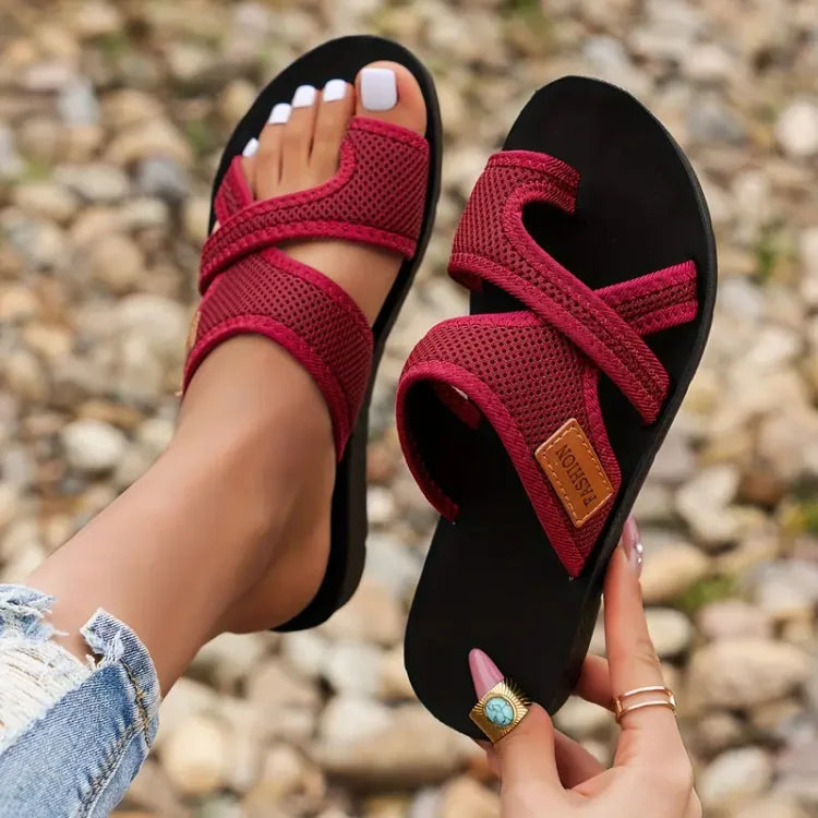 🔥LAST DAY 50% OFF🔥Women's Criss‑Cross Mesh Orthopedic Slide Sandals,Arch Support Cushioned Walking Sandals