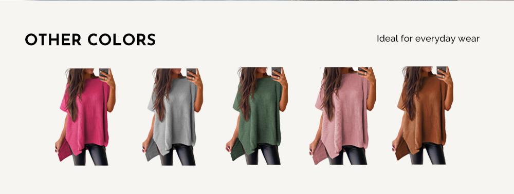 Shewin Women's Casual Oversized Solid Knit Pullover Sweater with Puff Short Sleeves, Round Neck and Side Slit, Lady, Piece, Elegance,back to school,back to school shopping, Women's Clothes Shewin Women's Casual Oversized Solid Knit Pullover Sweater with Puff Short Sleeves, Round Neck and Side Slit, Lady, Piece, Elegance,back to school,back to school shopping, Women's Clothes