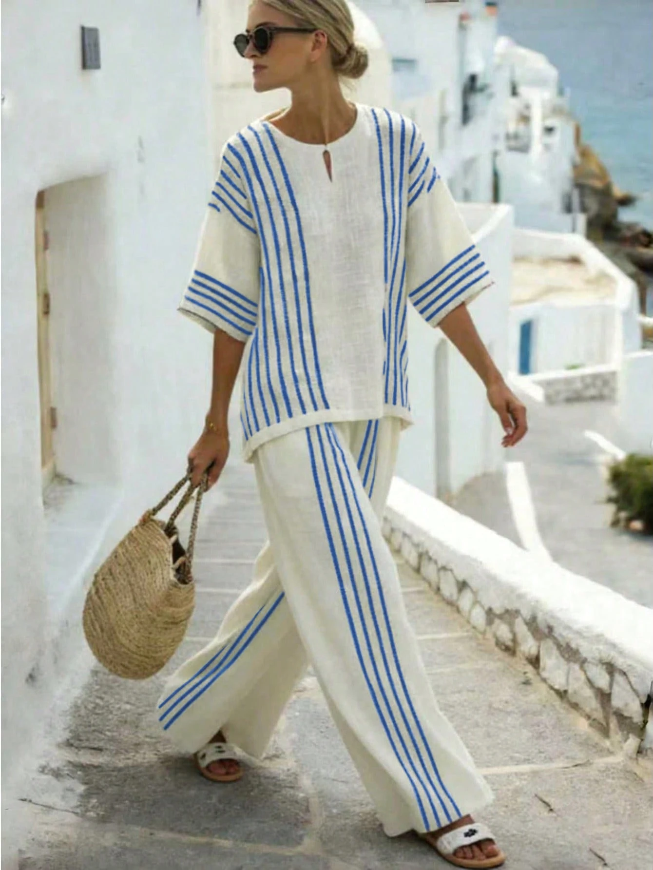 New Arrival: Stylish Cotton-Linen Striped Set