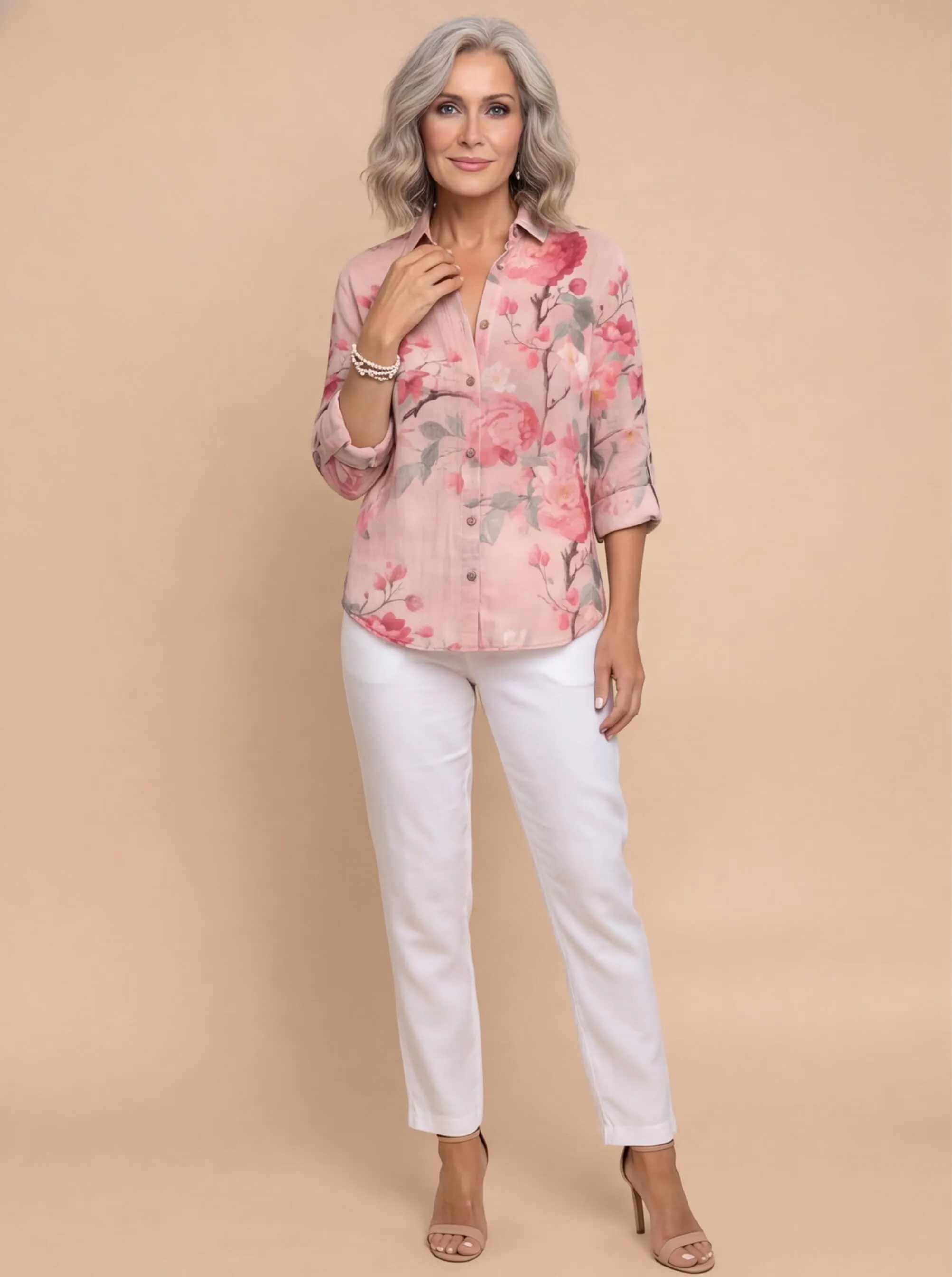 Pink Peony Floral Blouse