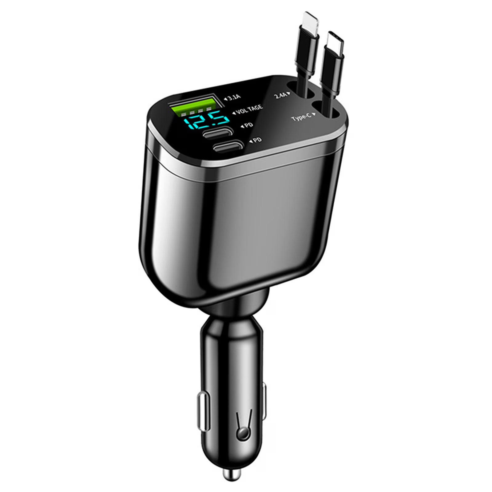 Retractable In-Car Phone Charger — Compatible with a Wide Range of Electronic Devices