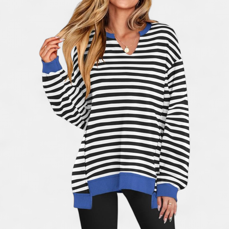 Women's Oversized V-Neck Sweatshirt Tunic for Autumn