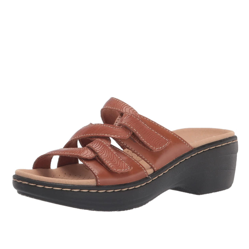 Orthopedic Wedge Sandals Women Wide Toe Arch Support Rubber Patent Leather Retro