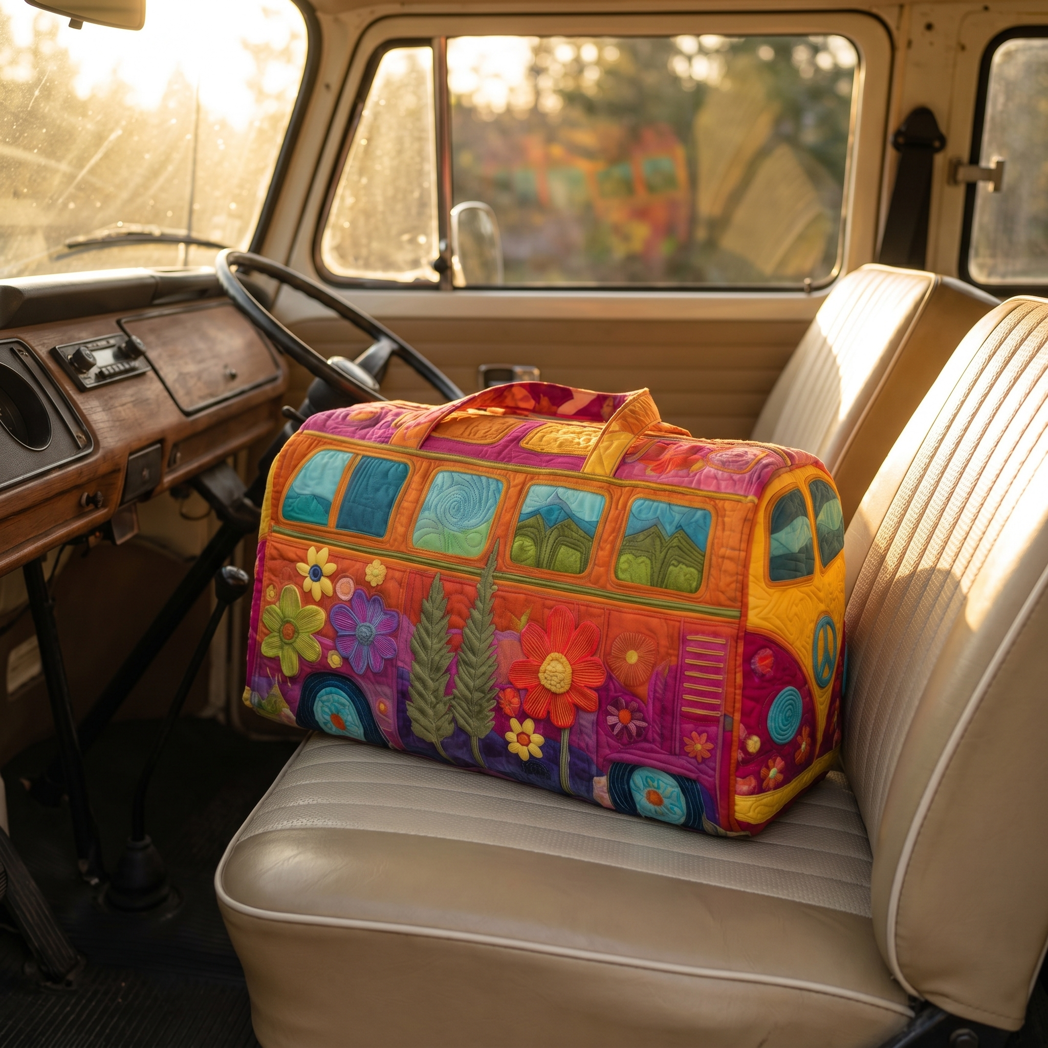 Handquilted Hippie Bus Weekender