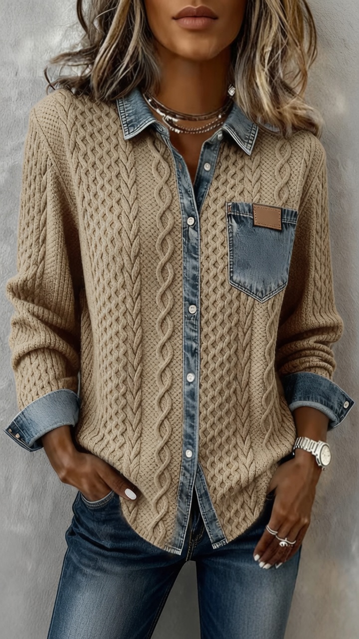 Felipa™ Camisa de punto casual