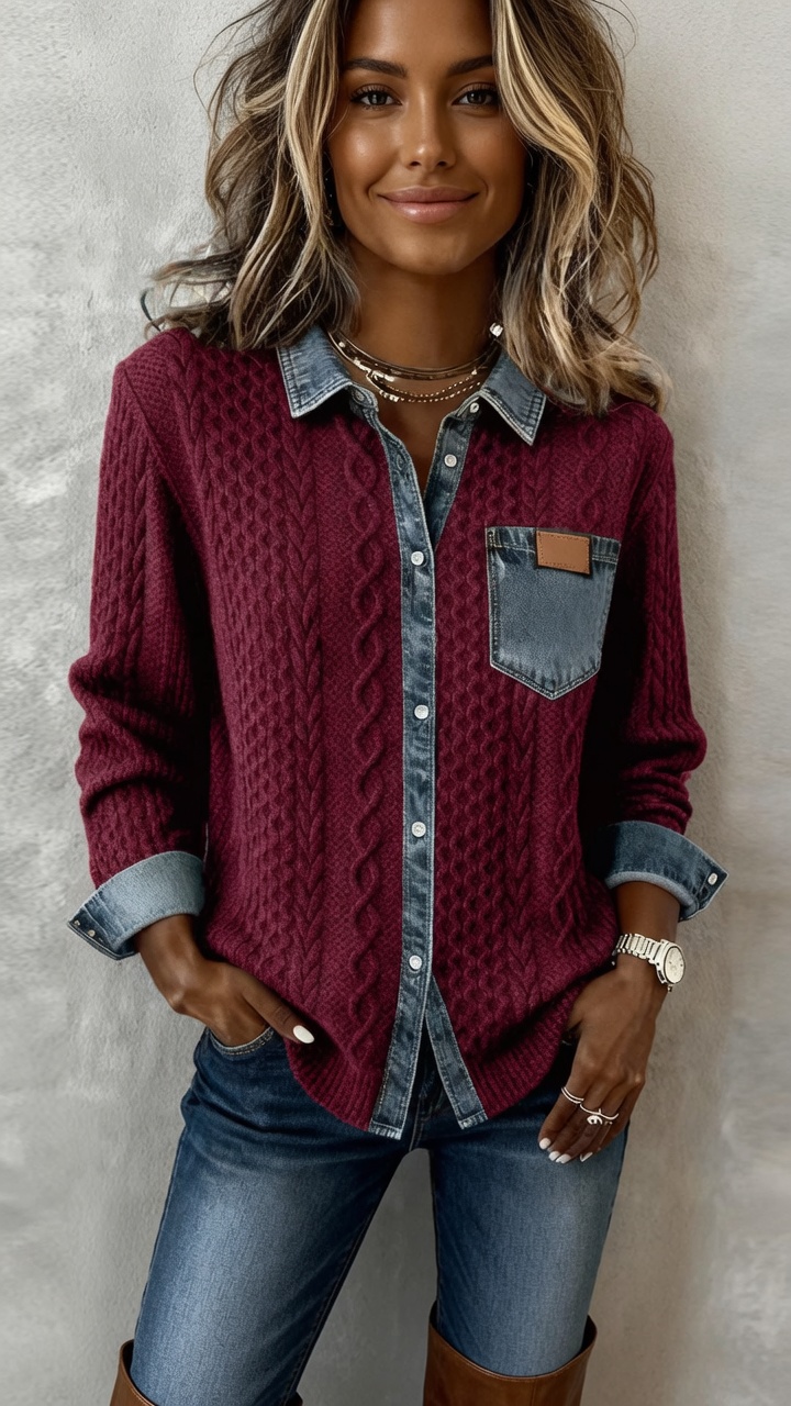 Felipa™ Camisa de punto casual