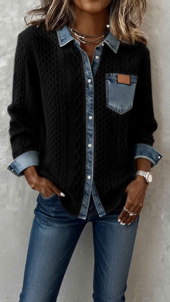 Felipa™ Camisa de punto casual
