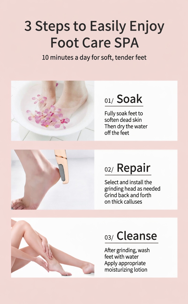 Electric foot file: Easily removes calluses and dead skin from feet.