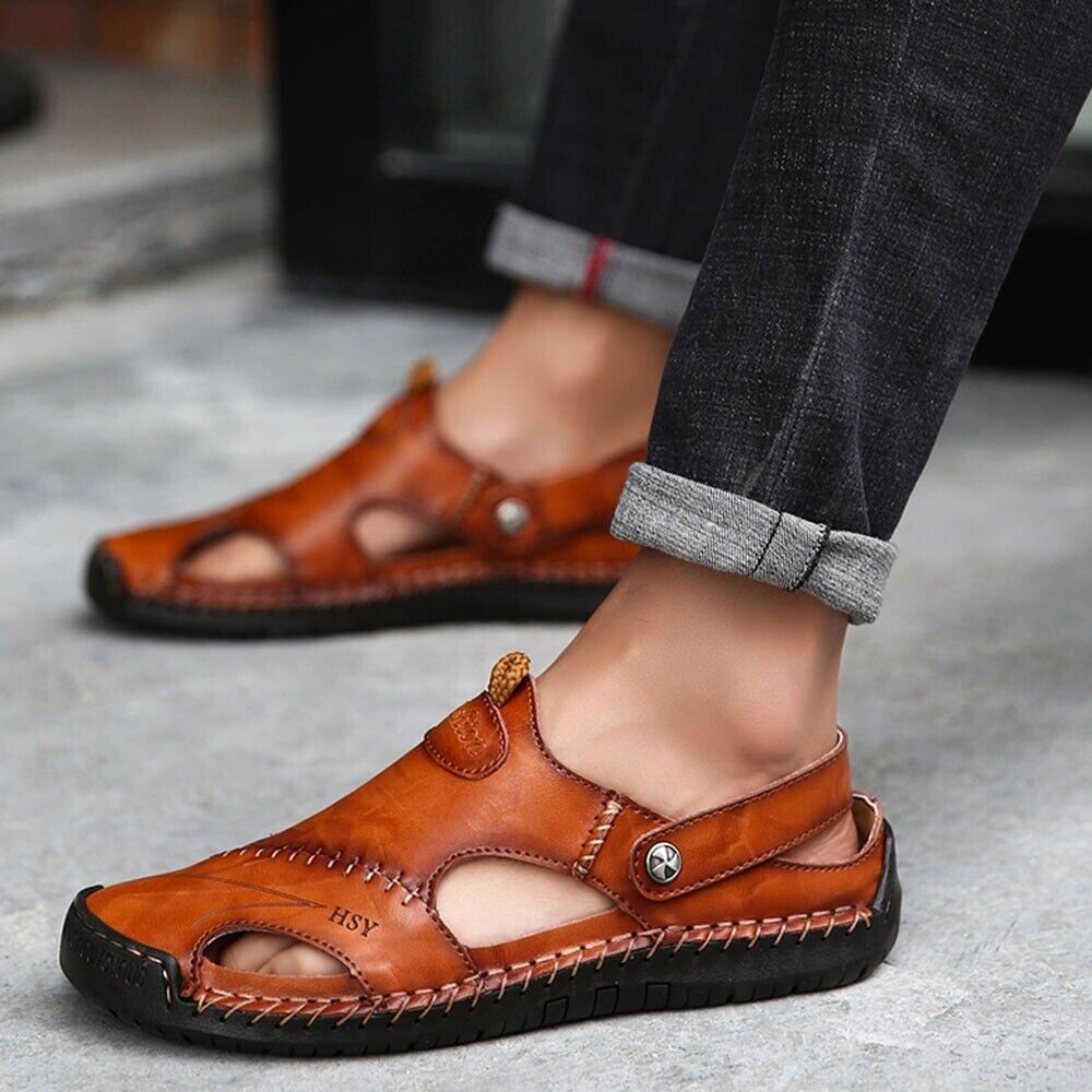 🔥HOT SALE🎁--60% OFF 🎉 Men's Casual Breathable Handmade Leather Sandals