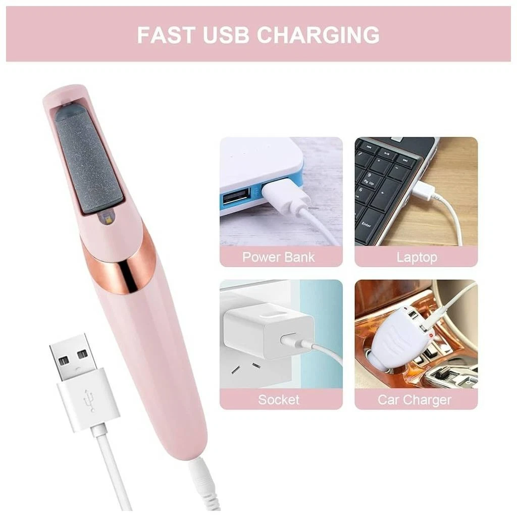 Electric foot file: Easily removes calluses and dead skin from feet.