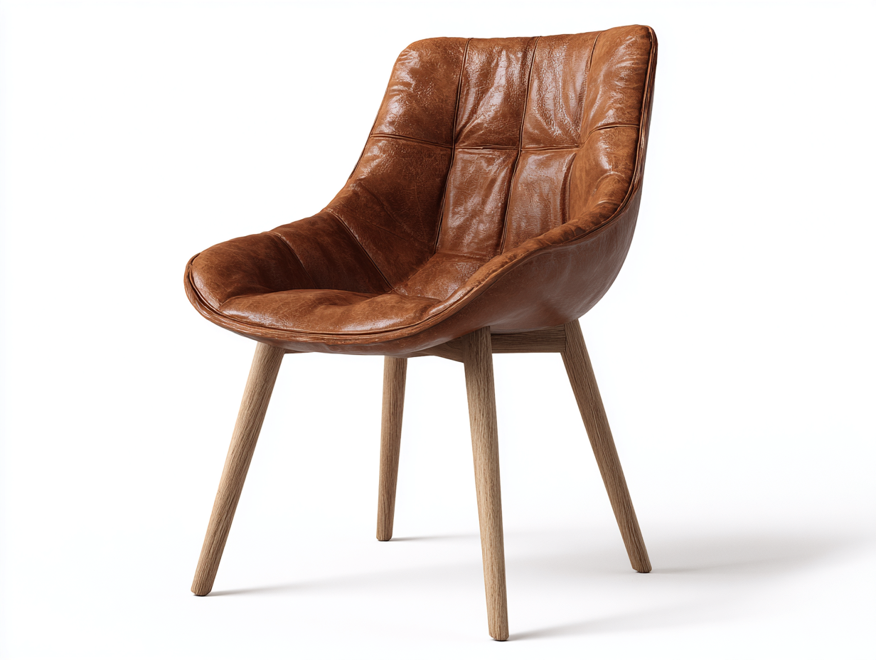 Chaise de salle à manger en bois avec assise aspect cuir 48x54x87 cm – marron – style contemporain pour salle à manger-Sofaupnest