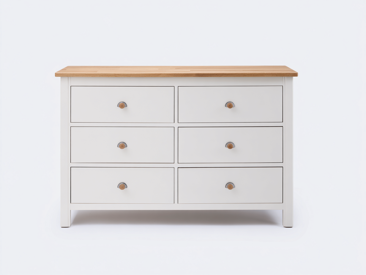 Commode à tiroirs en bois pour chambre 120x45x85 cm – blanc - naturel – rangement classique-Sofaupnest
