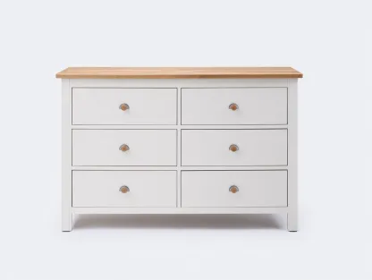 Commode à tiroirs en bois pour chambre 120x45x85 cm – blanc - naturel – rangement classique-Sofaupnest