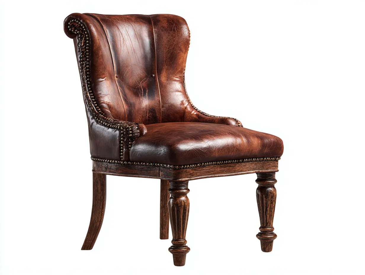 Chaise de salle à manger en bois et assise aspect cuir 55x60x92 cm – marron – style classique pour salle à manger-Sofaupnest