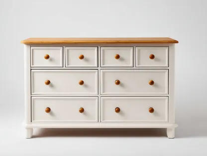 Commode à tiroirs en bois pour chambre 120x45x85 cm – blanc - naturel – rangement classique-Sofaupnest