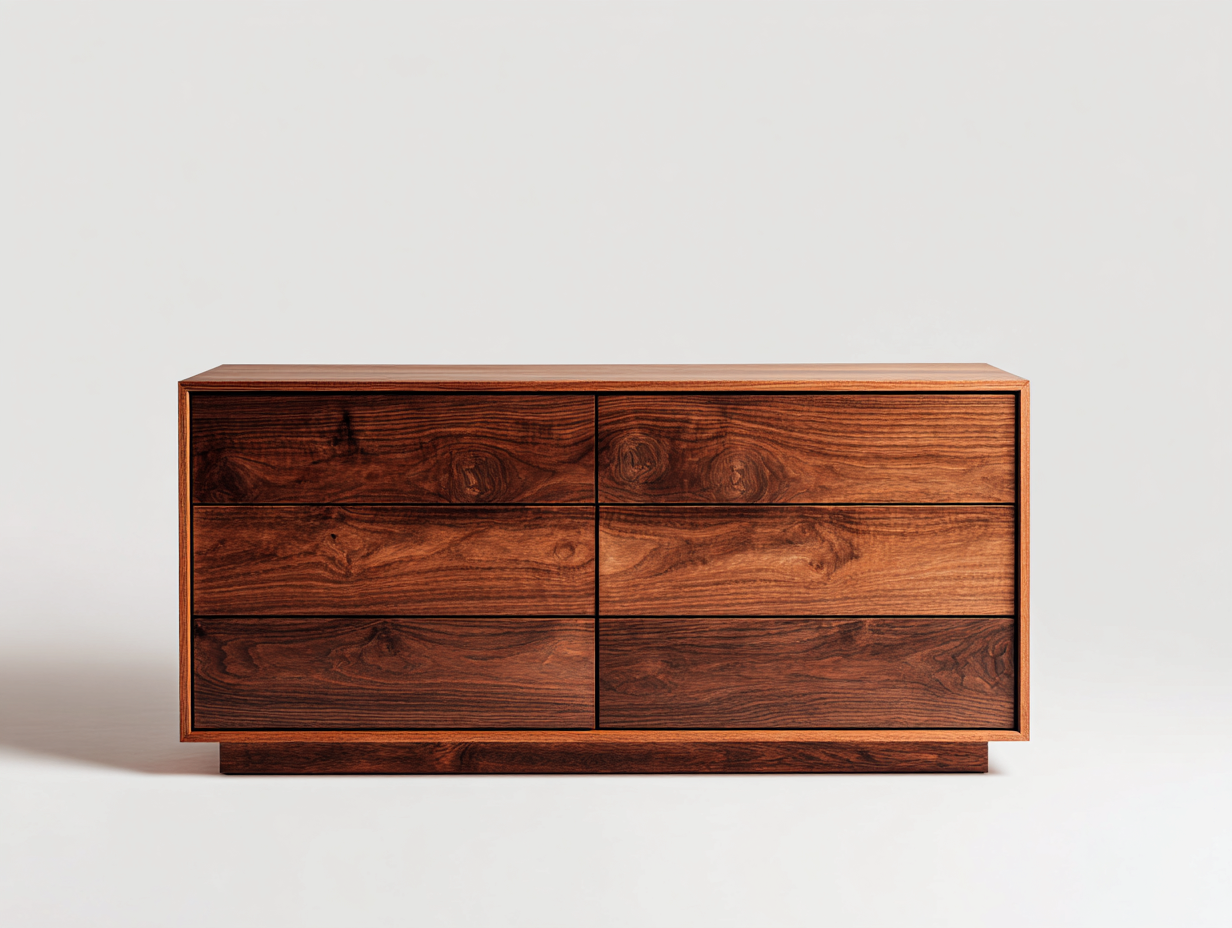 Commode à tiroirs en bois pour chambre 160x45x80 cm – noyer – rangement moderne-Sofaupnest