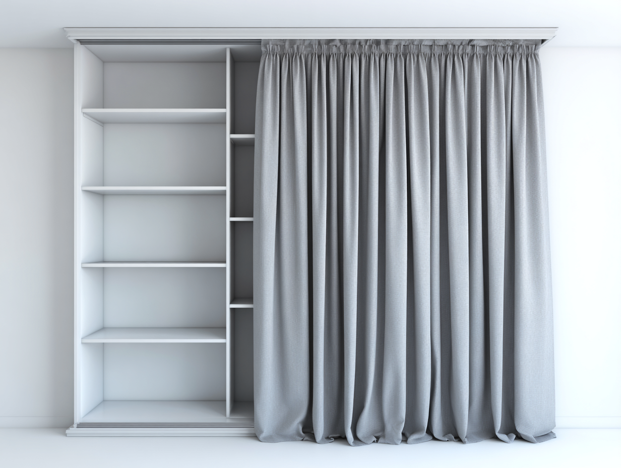 Armoire pour chambre en bois avec rideau 180x60x220 cm – gris clair – rangement fonctionnel-Sofaupnest