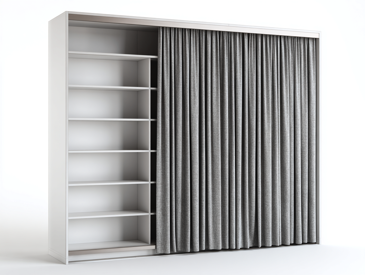 Armoire pour chambre en bois avec rideau 200x60x220 cm – gris clair – rangement fonctionnel-Sofaupnest