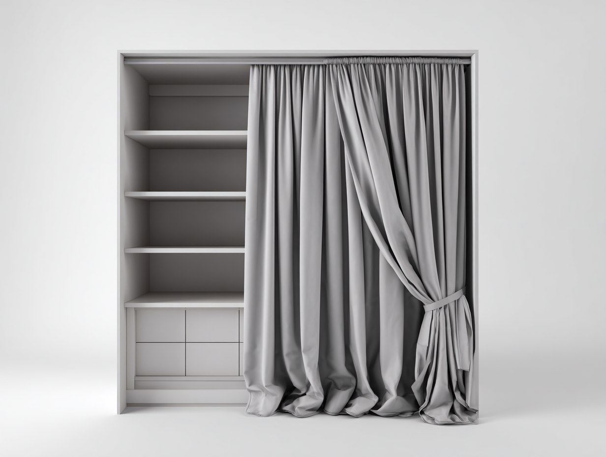 Armoire pour chambre en bois avec rideau 120x55x200 cm – gris clair – rangement fonctionnel-Sofaupnest