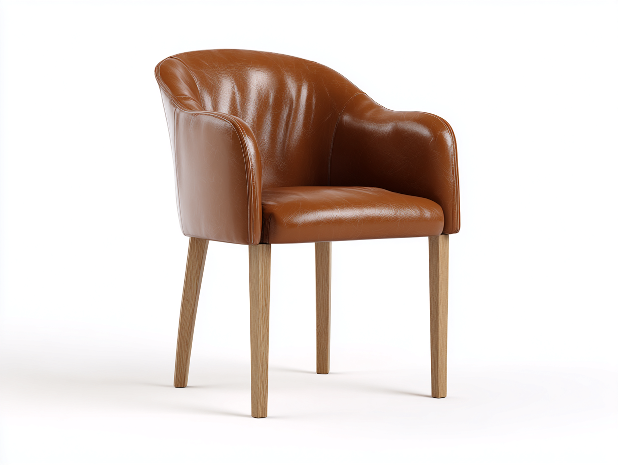 Chaise de salle à manger avec accoudoirs en bois et revêtement aspect cuir 56x55x82 cm – marron – style contemporain pour salle à manger-Sofaupnest