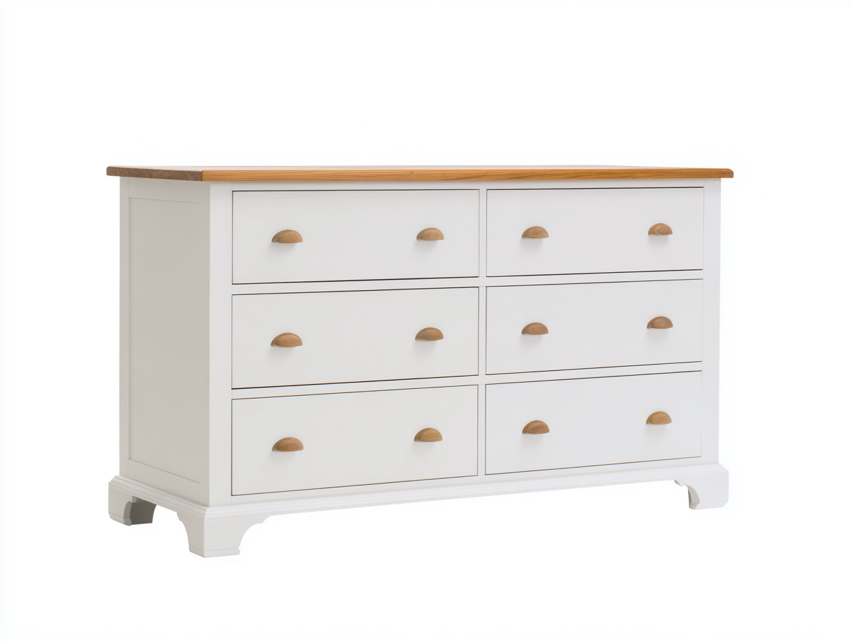 Commode à tiroirs en bois pour chambre 140x45x85 cm – blanc - naturel – rangement classique-Sofaupnest