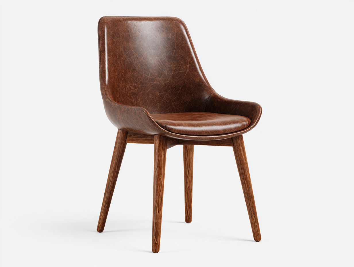 Chaise de salle à manger en bois avec assise aspect cuir 47x52x86 cm – marron – style moderne pour salle à manger-Sofaupnest