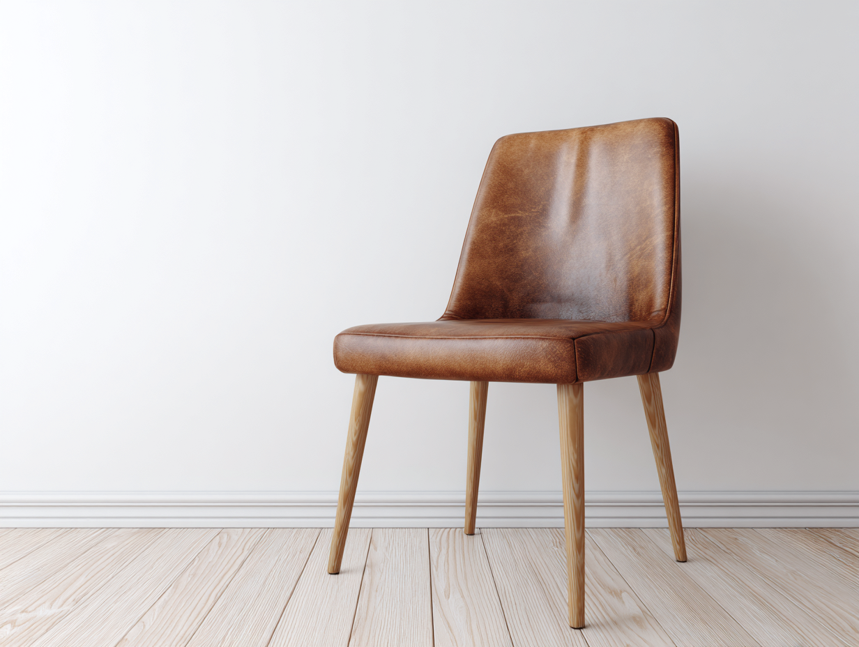 Chaise de salle à manger en bois et assise aspect cuir 47x50x84 cm – marron – style contemporain pour salle à manger-Sofaupnest