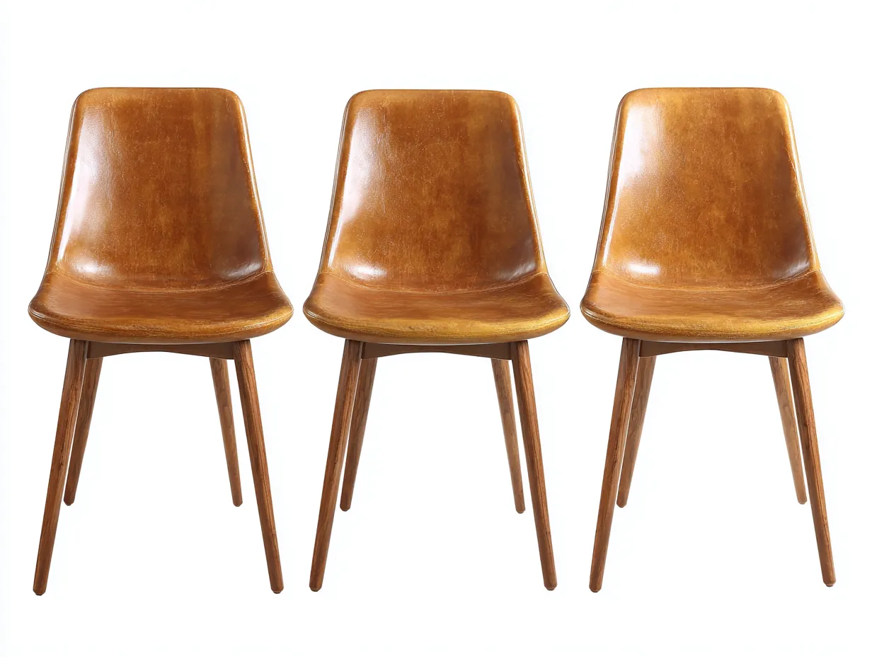 Chaise de salle à manger en bois et assise aspect cuir 48x52x82 cm – marron – style vintage pour salle à manger-Sofaupnest